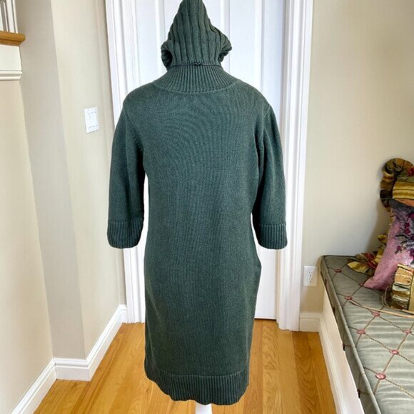 Peruvian Connection Dress Knit Turtleneck Elbow Sleeve Pima Cotton Green (M) - Picture 5 of 8